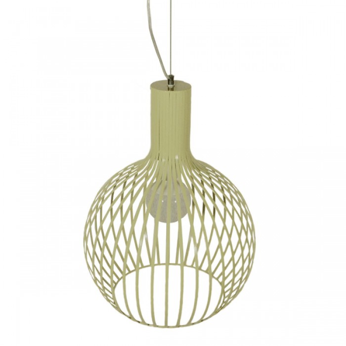 GloboStar® GOBLET LIGHT 01267 Vintage Industrial Κρεμαστό Φωτιστικό Οροφής Μονόφωτο Μπεζ Μεταλλικό Πλέγμα Φ38 x Y50cm