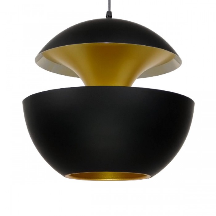 GloboStar® SEVILLE BLACK 01269 Μοντέρνο Κρεμαστό Φωτιστικό Οροφής Μονόφωτο Μαύρο Μεταλλικό Φ35 x Y33cm