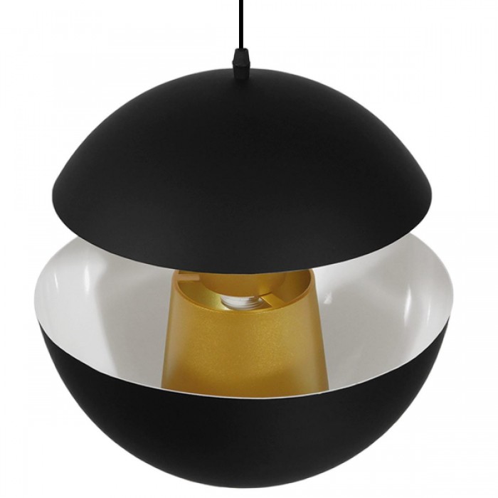 GloboStar® SEVILLE BLACK 01269 Μοντέρνο Κρεμαστό Φωτιστικό Οροφής Μονόφωτο Μαύρο Μεταλλικό Φ35 x Y33cm