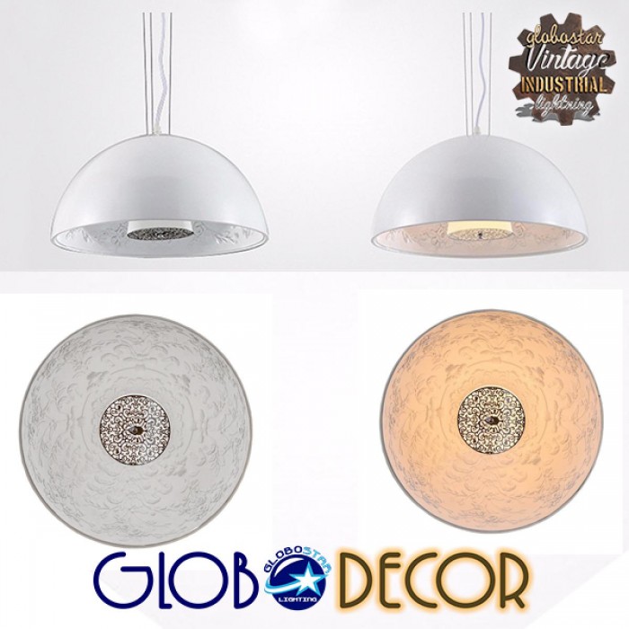 GloboStar® SERENIA WHITE 01271 Μοντέρνο Κρεμαστό Φωτιστικό Οροφής Μονόφωτο Λευκό Γύψινο Καμπάνα Φ60 x Y30cm GloboStar® SERENIA WHITE 01271 Μοντέρνο Κρεμαστό Φωτιστικό Οροφής Μονόφωτο Λευκό Γύψινο Καμπάνα Φ60 x Y30cm