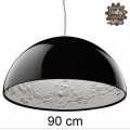 GloboStar® SERENIA BLACK 01272 Μοντέρνο Κρεμαστό Φωτιστικό Οροφής Μονόφωτο Μαύρο Γύψινο Καμπάνα Φ90 x Y45cm
