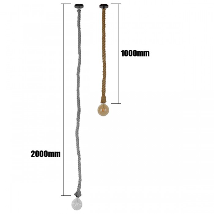 GloboStar® ROPE 01278 Vintage Industrial Κρεμαστό Φωτιστικό Οροφής Μονόφωτο 1 x E27 με 1 μέτρο Μπεζ Σχοινί Φ3.5 x 100cm GloboStar® ROPE 01278 Vintage Industrial Κρεμαστό Φωτιστικό Οροφής Μονόφωτο 1 x E27 με 1 μέτρο Μπεζ Σχοινί Φ3.5 x 100cm