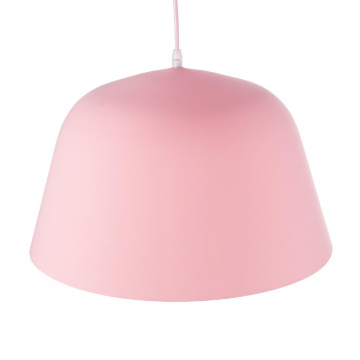 GloboStar® SOUTHVALE 01284 Μοντέρνο Κρεμαστό Φωτιστικό Οροφής Μονόφωτο Ροζ Μεταλλικό Καμπάνα Φ40 x Y24cm
