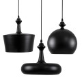 GloboStar® ROCKFORD 01287 SET 3 Μοντέρνα Κρεμαστά Φωτιστικά Οροφής Τρίφωτο 3 x E27 Μαύρα Μεταλλικά Καμπάνα