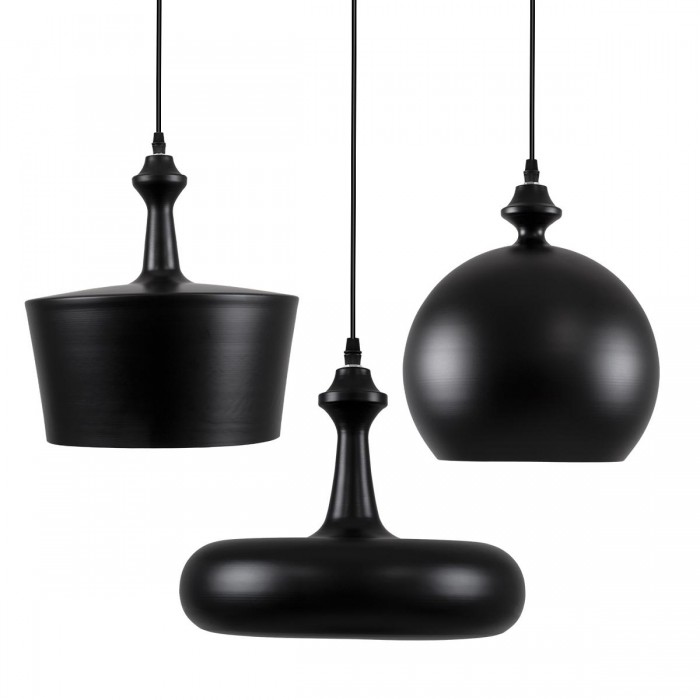 GloboStar® ROCKFORD 01287 SET 3 Μοντέρνα Κρεμαστά Φωτιστικά Οροφής Τρίφωτο 3 x E27 Μαύρα Μεταλλικά Καμπάνα GloboStar® ROCKFORD 01287 SET 3 Μοντέρνα Κρεμαστά Φωτιστικά Οροφής Τρίφωτο 3 x E27 Μαύρα Μεταλλικά Καμπάνα