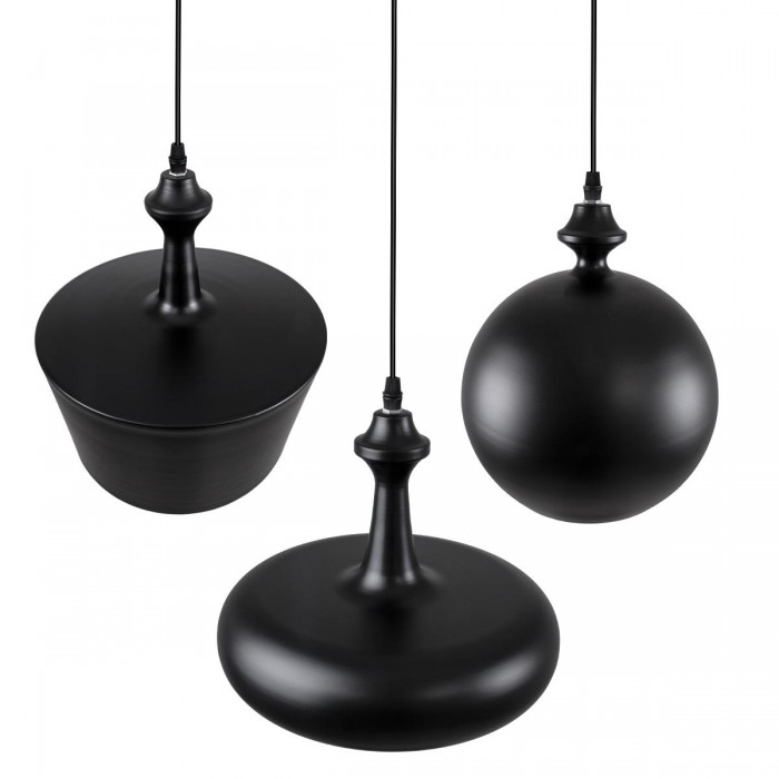 GloboStar® ROCKFORD 01287 SET 3 Μοντέρνα Κρεμαστά Φωτιστικά Οροφής Τρίφωτο 3 x E27 Μαύρα Μεταλλικά Καμπάνα GloboStar® ROCKFORD 01287 SET 3 Μοντέρνα Κρεμαστά Φωτιστικά Οροφής Τρίφωτο 3 x E27 Μαύρα Μεταλλικά Καμπάνα