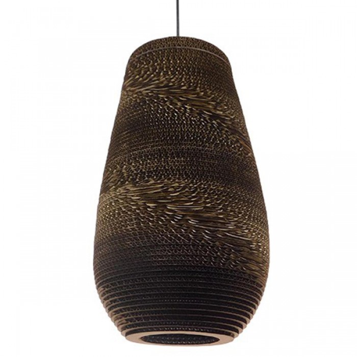 GloboStar® IKARIA 01294 Vintage Κρεμαστό Φωτιστικό Οροφής Μονόφωτο 3D από Επεξεργασμένο Σκληρό Καφέ Χαρτόνι Καμπάνα Φ25 x Y45cm