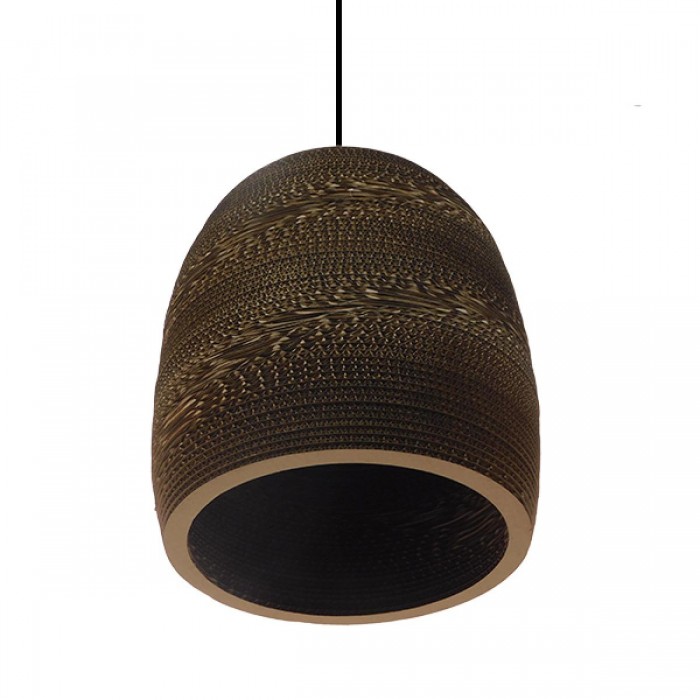 GloboStar® SKIATHOS 01296 Vintage Κρεμαστό Φωτιστικό Οροφής Μονόφωτο 3D από Επεξεργασμένο Σκληρό Καφέ Χαρτόνι Καμπάνα Φ35 x Y40cm