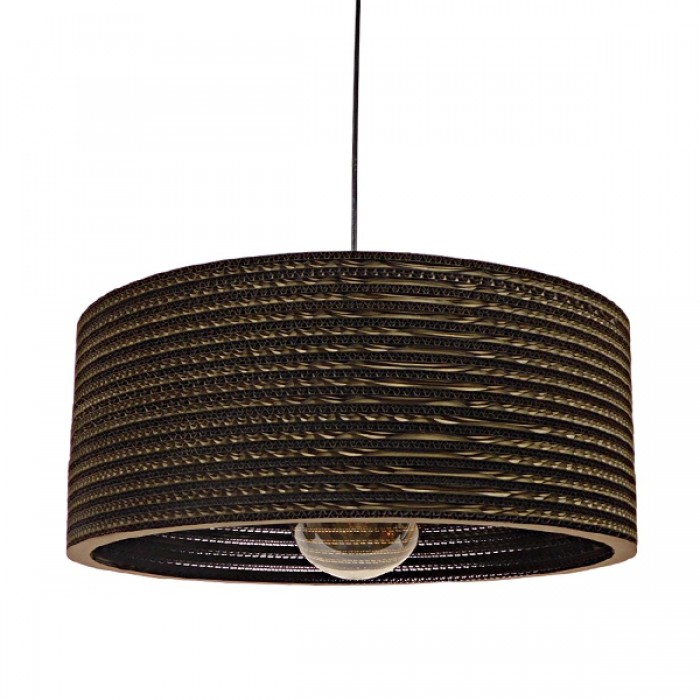 GloboStar® SKOPELOS 01297 Vintage Κρεμαστό Φωτιστικό Οροφής Μονόφωτο 3D από Επεξεργασμένο Σκληρό Καφέ Χαρτόνι Καμπάνα Φ50 x Y20cm