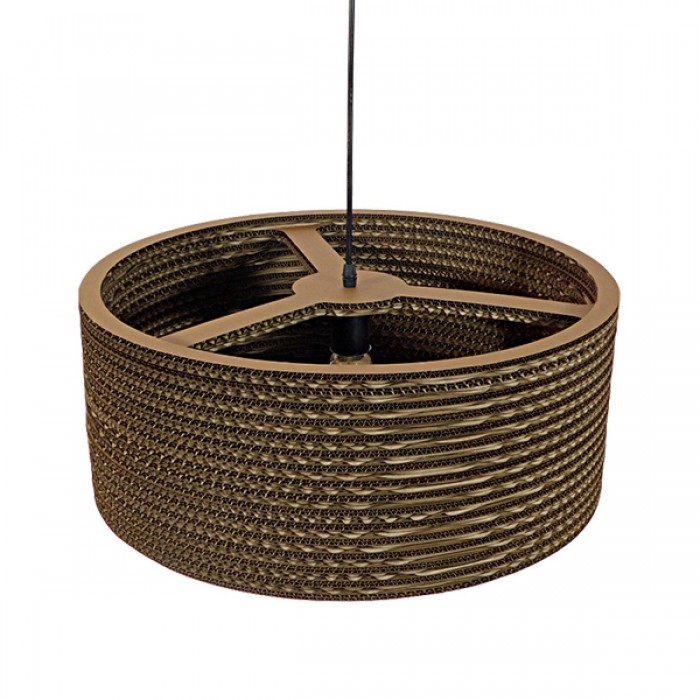 GloboStar® SKOPELOS 01297 Vintage Κρεμαστό Φωτιστικό Οροφής Μονόφωτο 3D από Επεξεργασμένο Σκληρό Καφέ Χαρτόνι Καμπάνα Φ50 x Y20cm