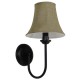 GloboStar® SHELLY 01299 Vintage Φωτιστικό Τοίχου Απλίκα Μονόφωτο Μαύρο Μεταλλικό με Υφασμάτινο Μπεζ Καπέλο Φ20 x Μ18 x Π13 x Υ34cm