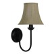 GloboStar® SHELLY 01299 Vintage Φωτιστικό Τοίχου Απλίκα Μονόφωτο Μαύρο Μεταλλικό με Υφασμάτινο Μπεζ Καπέλο Φ20 x Μ18 x Π13 x Υ34cm