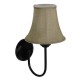 GloboStar® SHELLY 01299 Vintage Φωτιστικό Τοίχου Απλίκα Μονόφωτο Μαύρο Μεταλλικό με Υφασμάτινο Μπεζ Καπέλο Φ20 x Μ18 x Π13 x Υ34cm