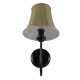 GloboStar® SHELLY 01299 Vintage Φωτιστικό Τοίχου Απλίκα Μονόφωτο Μαύρο Μεταλλικό με Υφασμάτινο Μπεζ Καπέλο Φ20 x Μ18 x Π13 x Υ34cm
