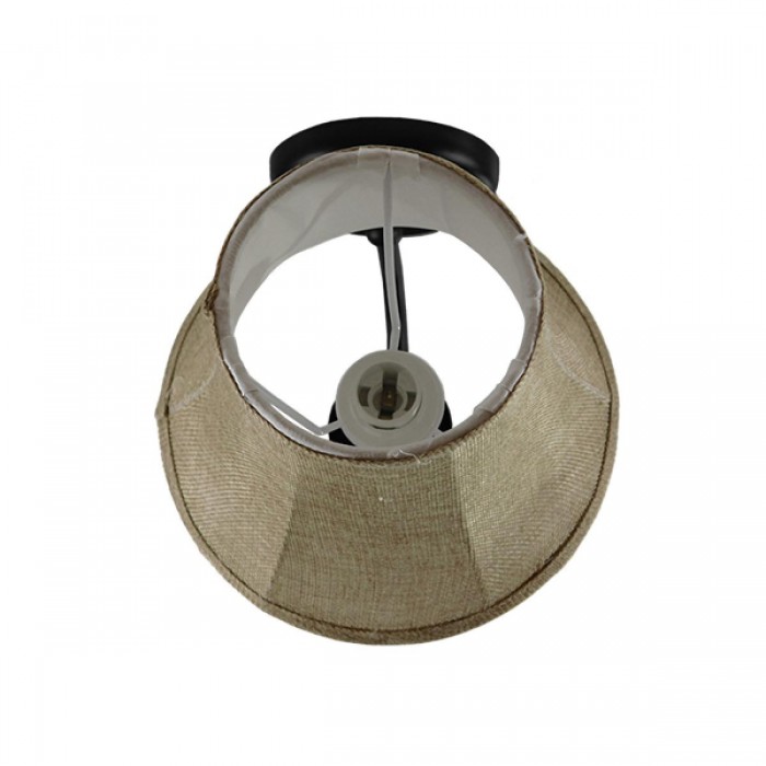 GloboStar® SHELLY 01299 Vintage Φωτιστικό Τοίχου Απλίκα Μονόφωτο Μαύρο Μεταλλικό με Υφασμάτινο Μπεζ Καπέλο Φ20 x Μ18 x Π13 x Υ34cm