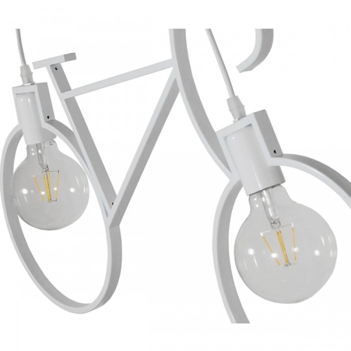 GloboStar® BIKE WHITE 01300 Vintage Κρεμαστό Φωτιστικό Οροφής Δίφωτο 2 x E27 Λευκό Μεταλλικό Μ67 x Π1.5 x Υ41cm