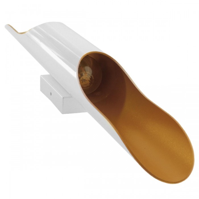 GloboStar® DIVINA 01303 Μοντέρνο Φωτιστικό Τοίχου Απλίκα Δίφωτο Λευκό Χρυσό  Μεταλλικό Φ5.5 x Π8 x Υ60cm