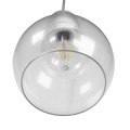 GloboStar® LUCREZIA 01314 Μοντέρνο Κρεμαστό Φωτιστικό Οροφής Μονόφωτο 1 x E27 Γυάλινο Διάφανο Φ18 x Υ23cm