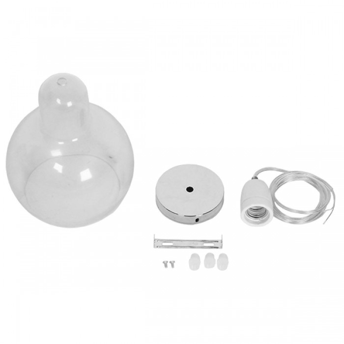 GloboStar® LUCREZIA 01314 Μοντέρνο Κρεμαστό Φωτιστικό Οροφής Μονόφωτο 1 x E27 Γυάλινο Διάφανο Φ18 x Υ23cm