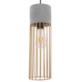 GloboStar® DURANT 01322 Μοντέρνο Industrial Κρεμαστό Φωτιστικό Οροφής Μονόφωτο Γκρι Μπεζ Τσιμέντο Πλέγμα Φ12 x Y40cm