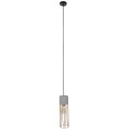 GloboStar® DURANT 01322 Μοντέρνο Industrial Κρεμαστό Φωτιστικό Οροφής Μονόφωτο Γκρι Μπεζ Τσιμέντο Πλέγμα Φ12 x Y40cm