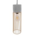 GloboStar® DURANT 01322 Μοντέρνο Industrial Κρεμαστό Φωτιστικό Οροφής Μονόφωτο Γκρι Μπεζ Τσιμέντο Πλέγμα Φ12 x Y40cm