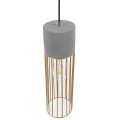 GloboStar® DURANT 01322 Μοντέρνο Industrial Κρεμαστό Φωτιστικό Οροφής Μονόφωτο Γκρι Μπεζ Τσιμέντο Πλέγμα Φ12 x Y40cm