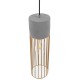 GloboStar® DURANT 01322 Μοντέρνο Industrial Κρεμαστό Φωτιστικό Οροφής Μονόφωτο Γκρι Μπεζ Τσιμέντο Πλέγμα Φ12 x Y40cm