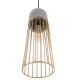 GloboStar® DURANT 01322 Μοντέρνο Industrial Κρεμαστό Φωτιστικό Οροφής Μονόφωτο Γκρι Μπεζ Τσιμέντο Πλέγμα Φ12 x Y40cm