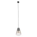GloboStar® DURANT 01323 Μοντέρνο Industrial Κρεμαστό Φωτιστικό Οροφής Μονόφωτο Γκρι Μπεζ Τσιμέντο Πλέγμα Φ25 x Y31cm