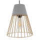 GloboStar® DURANT 01323 Μοντέρνο Industrial Κρεμαστό Φωτιστικό Οροφής Μονόφωτο Γκρι Μπεζ Τσιμέντο Πλέγμα Φ25 x Y31cm