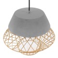 GloboStar® DURANT 01324 Μοντέρνο Industrial Κρεμαστό Φωτιστικό Οροφής Μονόφωτο Γκρι Μπεζ Τσιμέντο Πλέγμα Φ32 x Y20cm