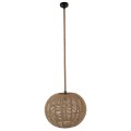 GloboStar® MANDALA 01331 Vintage Κρεμαστό Φωτιστικό Οροφής Μονόφωτο 1 x E27 Πλέγμα με Μπεζ Σχοινί Φ42 x Υ34cm