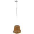GloboStar® PLAYROOM 01332 Vintage Κρεμαστό Φωτιστικό Οροφής Μονόφωτο 1 x E27 Μπεζ Ξύλινο Ψάθινο Rattan Φ32 x Υ27cm