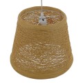 GloboStar® PLAYROOM 01332 Vintage Κρεμαστό Φωτιστικό Οροφής Μονόφωτο 1 x E27 Μπεζ Ξύλινο Ψάθινο Rattan Φ32 x Υ27cm