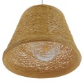 GloboStar® PLAYROOM 01332 Vintage Κρεμαστό Φωτιστικό Οροφής Μονόφωτο 1 x E27 Μπεζ Ξύλινο Ψάθινο Rattan Φ32 x Υ27cm