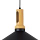 GloboStar® CALYPSO 01334 SET 3 Μοντέρνα Κρεμαστά Φωτιστικά Οροφής Τρίφωτο 3 x E27 Μαύρο - Χρυσό Μεταλλικά με Ξύλινη Βάση Καμπάνα