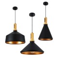 GloboStar® CALYPSO 01334 SET 3 Μοντέρνα Κρεμαστά Φωτιστικά Οροφής Τρίφωτο 3 x E27 Μαύρο - Χρυσό Μεταλλικά με Ξύλινη Βάση Καμπάνα GloboStar® CALYPSO 01334 SET 3 Μοντέρνα Κρεμαστά Φωτιστικά Οροφής Τρίφωτο 3 x E27 Μαύρο - Χρυσό Μεταλλικά με Ξύλινη Βάση Καμπάνα