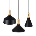 GloboStar® CALYPSO 01334 SET 3 Μοντέρνα Κρεμαστά Φωτιστικά Οροφής Τρίφωτο 3 x E27 Μαύρο - Χρυσό Μεταλλικά με Ξύλινη Βάση Καμπάνα GloboStar® CALYPSO 01334 SET 3 Μοντέρνα Κρεμαστά Φωτιστικά Οροφής Τρίφωτο 3 x E27 Μαύρο - Χρυσό Μεταλλικά με Ξύλινη Βάση Καμπάνα