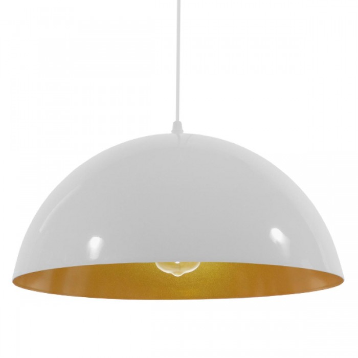 GloboStar® LUNE 01339 Μοντέρνο Κρεμαστό Φωτιστικό Οροφής Μονόφωτο Λευκό Χρυσό Μεταλλικό Καμπάνα Φ40 x Υ20cm GloboStar® LUNE 01339 Μοντέρνο Κρεμαστό Φωτιστικό Οροφής Μονόφωτο Λευκό Χρυσό Μεταλλικό Καμπάνα Φ40 x Υ20cm
