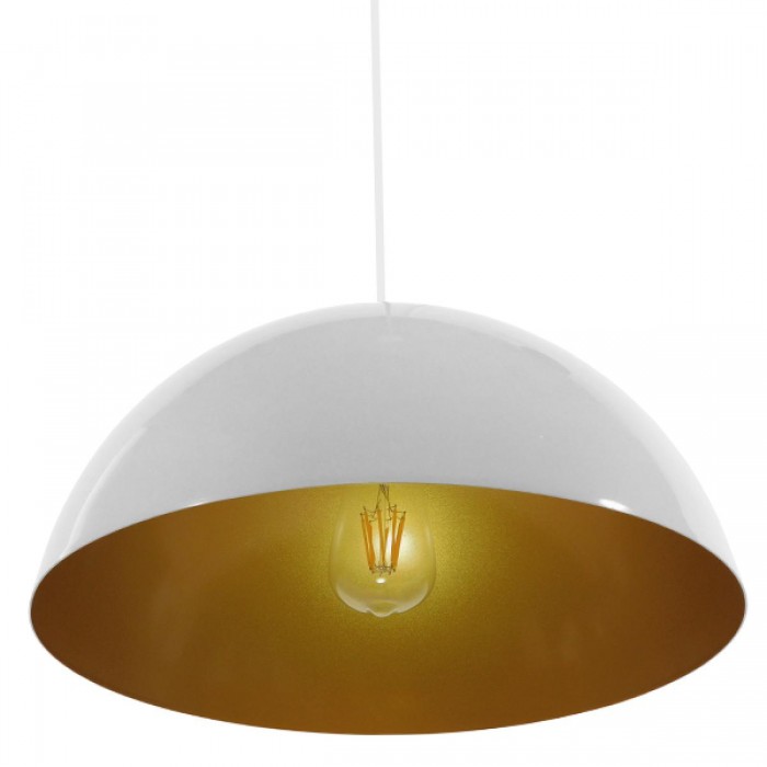 GloboStar® LUNE 01339 Μοντέρνο Κρεμαστό Φωτιστικό Οροφής Μονόφωτο Λευκό Χρυσό Μεταλλικό Καμπάνα Φ40 x Υ20cm GloboStar® LUNE 01339 Μοντέρνο Κρεμαστό Φωτιστικό Οροφής Μονόφωτο Λευκό Χρυσό Μεταλλικό Καμπάνα Φ40 x Υ20cm
