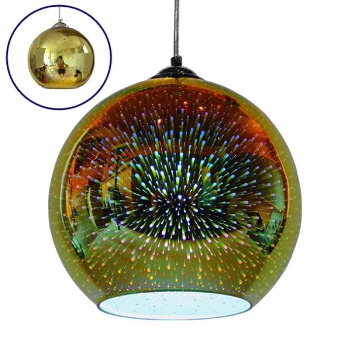 GloboStar® SATURN 01351 Μοντέρνο Κρεμαστό Φωτιστικό Οροφής Μονόφωτο 1 x E27 Γυάλινο Νίκελ Χρυσό 3D Φ25 x Υ22cm GloboStar® SATURN 01351 Μοντέρνο Κρεμαστό Φωτιστικό Οροφής Μονόφωτο 1 x E27 Γυάλινο Νίκελ Χρυσό 3D Φ25 x Υ22cm