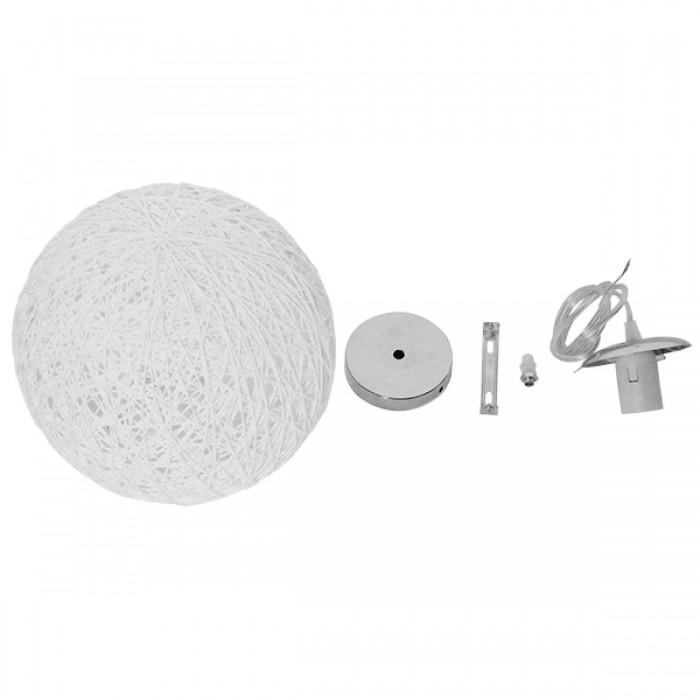 GloboStar® OCEANA 01355 Vintage Κρεμαστό Φωτιστικό Οροφής Μονόφωτο 1 x E27 Λευκό Ξύλινο Ψάθινο Rattan Φ20 x Υ20cm