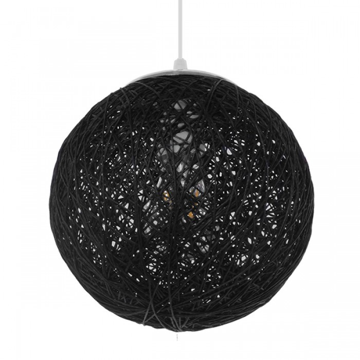 GloboStar® OCEANA 01356 Vintage Κρεμαστό Φωτιστικό Οροφής Μονόφωτο 1 x E27 Μαύρο Ξύλινο Ψάθινο Rattan Φ20 x Υ20cm GloboStar® OCEANA 01356 Vintage Κρεμαστό Φωτιστικό Οροφής Μονόφωτο 1 x E27 Μαύρο Ξύλινο Ψάθινο Rattan Φ20 x Υ20cm