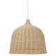 GloboStar® BAHAMAS 01370 Vintage Κρεμαστό Φωτιστικό Οροφής Μονόφωτο 1 x E27 Μπεζ Ξύλινο Ψάθινο Μπαμπού Φ60 x Υ60cm
