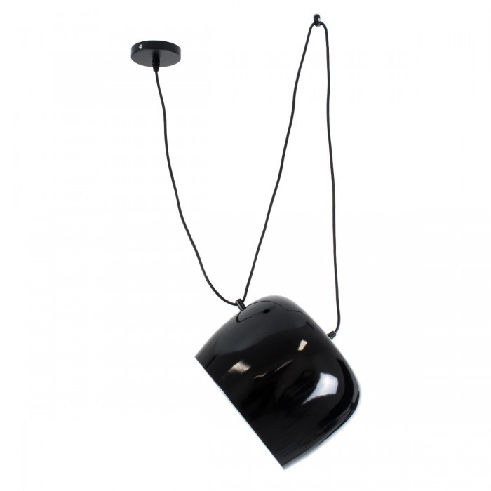 GloboStar® JASPER 01373 Μοντέρνο Κρεμαστό Φωτιστικό Οροφής Μονόφωτο 1 x E27 Μεταλλικό Μαύρο Λευκό Καμπάνα Φ26.5 x Υ20.5cm