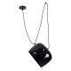 GloboStar® JASPER 01373 Μοντέρνο Κρεμαστό Φωτιστικό Οροφής Μονόφωτο 1 x E27 Μεταλλικό Μαύρο Λευκό Καμπάνα Φ26.5 x Υ20.5cm