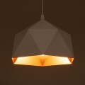 GloboStar® HEXAGON 01377 Μοντέρνο Κρεμαστό Φωτιστικό Οροφής Μονόφωτο 1 x E27 Λευκό Χρυσό Μεταλλικό Καμπάνα Φ21.5 x Υ15cm