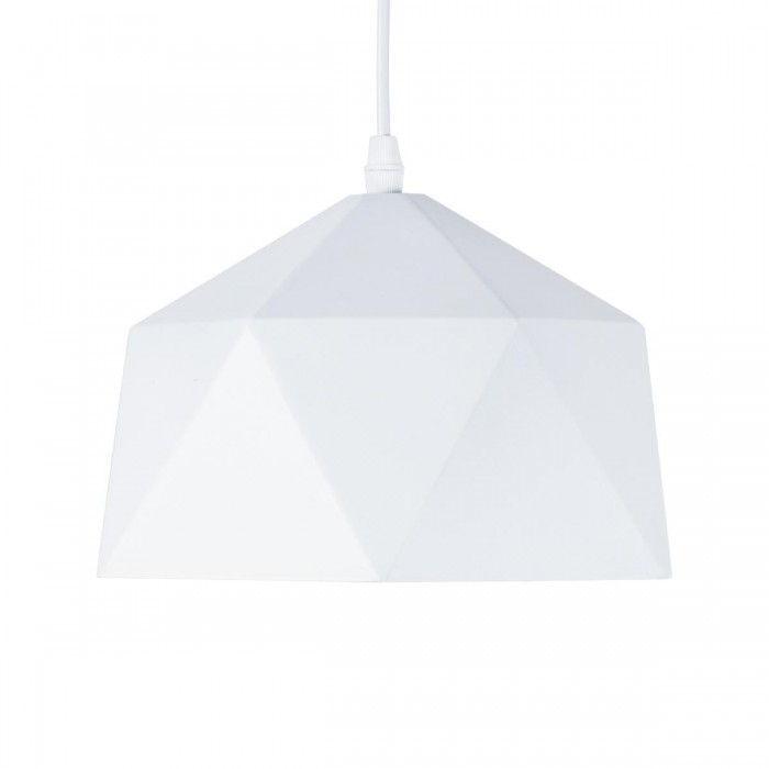 GloboStar® HEXAGON 01377 Μοντέρνο Κρεμαστό Φωτιστικό Οροφής Μονόφωτο 1 x E27 Λευκό Χρυσό Μεταλλικό Καμπάνα Φ21.5 x Υ15cm