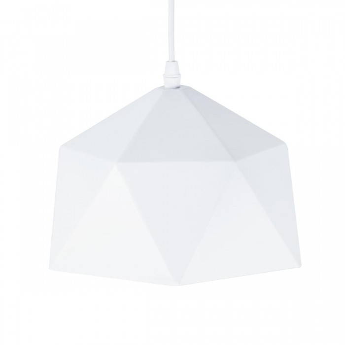 GloboStar® HEXAGON 01377 Μοντέρνο Κρεμαστό Φωτιστικό Οροφής Μονόφωτο 1 x E27 Λευκό Χρυσό Μεταλλικό Καμπάνα Φ21.5 x Υ15cm